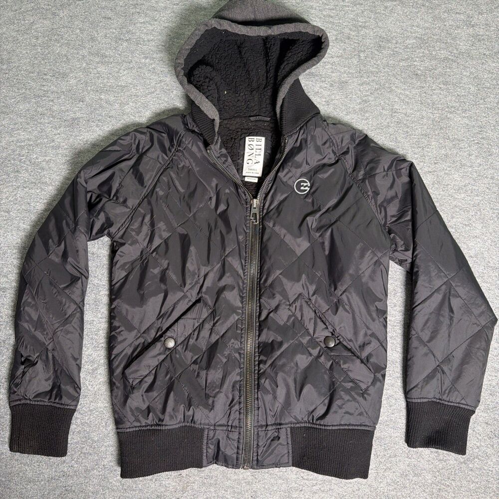 Billabong Gray Hooded Overcoat Jacket Men's Zip Button Hooded Logo - Size S